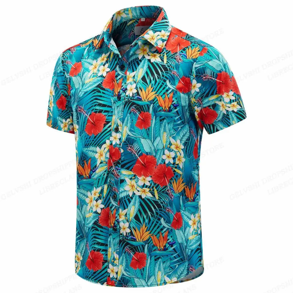 Floral Hawaiian Shirt Tropic Leaf 3d Printed Shirts Men Women Fashion Oversized Blouse Men's Vocation Lapel Beach Camisas