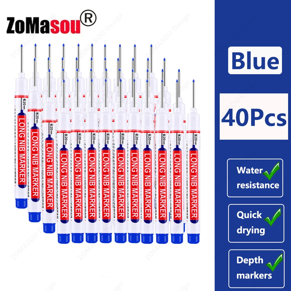 Waterproof Long Head Marker Pen for Deep Holes - 2cm 1-100 Pcs RedBlackBlueGreen Ink - Ideal for Metal  Woodworking