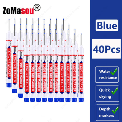 Waterproof Long Head Marker Pen for Deep Holes - 2cm 1-100 Pcs RedBlackBlueGreen Ink - Ideal for Metal  Woodworking