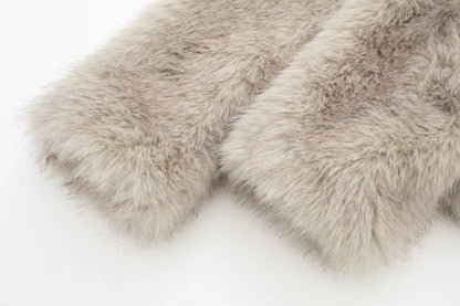 Faux Fur Coat Women’s Winter Jacket – Warm Fluffy Loose Lapel Outerwear