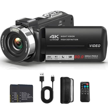 4K Video Camera Ultra HD Digital Camcorder | 80MP Photo Camera With Night Vision