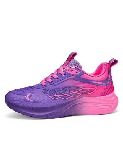 New Purple Orange Gradient Mesh Running Shoes for Men & Women, Lightweight Breathable Athletic Sneakers