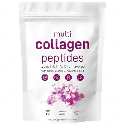 Multi-Collagen Peptides Powder – Hydrolyzed Collagen Blend with Vitamin C & Biotin Supports Skin,Hair and Nail  Health 454g/1lb