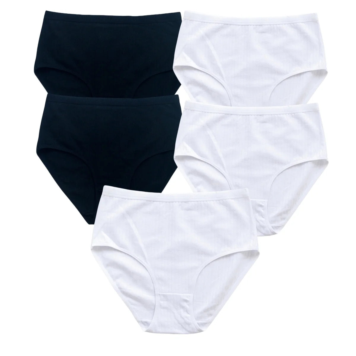 5Pcs/Set High Rise Panties Women Cotton Briefs Sexy Lingerie Ribbed Basic Daily Underwear Soft Stretch Ladies Intimates S-XXL