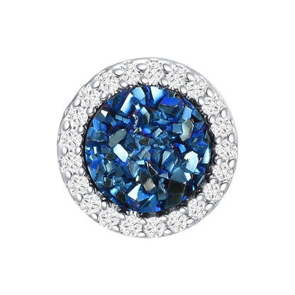 Vnox Black Crystal Round Circle Earrings for Men, Full Blue CZ Stone Ring Stud Earrings, Gothic Simple Piercing Ear Jewelry
