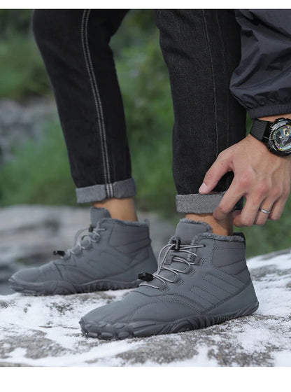 Men Snow Boots - Winter Hiking Shoes With Warm Plush Fur | Outdoor Ankle Boots