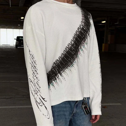 2025 New Y2K Bullet Letter Printed American Retro Long Sleeve T-shirt Street Style Casual Loose Men's and Women's Top