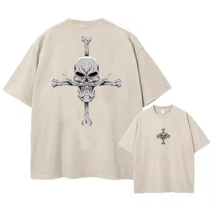 One Piece T-shirts Graphic Men Casual Oversized Washed Harajuku T-shirt Washed Japanese Anime Loose Streetwear Black Tops Tees