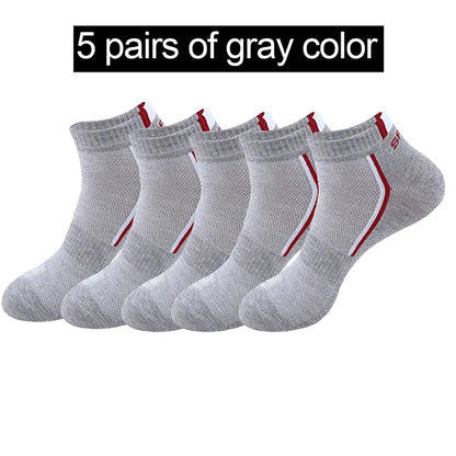 5 Pairs/Lot Spring Summer Men's Socks Breathable Ankle Cotton Sport Socks Mesh Casual Athletic Thin Short Sokken Size 38-48