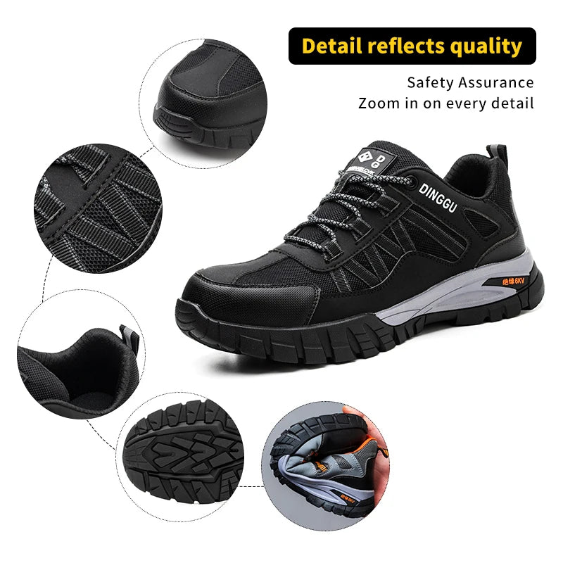 Safety Work Boots Steel Toe Anti-smash Anti-puncture Indestructible Work Shoes for Men Women, Lightweight Breathable Non-slip Wear Resistant Rubber Sole Industrial Construction Protective Footwear, Shock Absorbing Comfort Ins