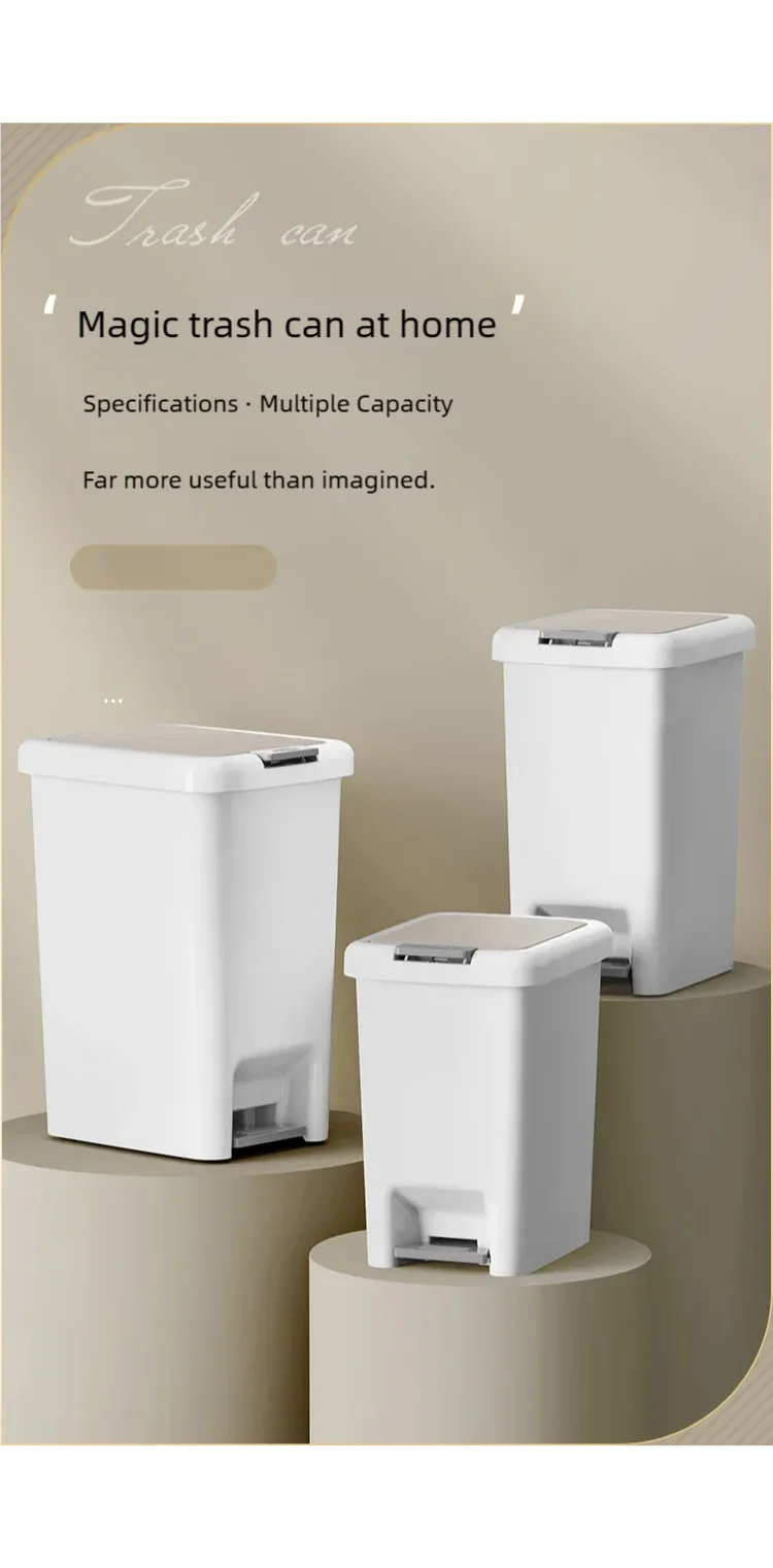 Plastic Foot Pedal Trash Can - Double Opening Bin for Bathroom Kitchen Office
