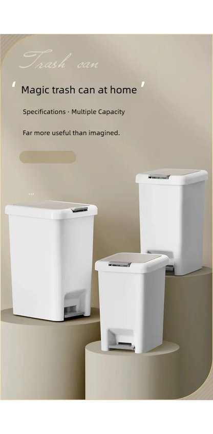 Plastic Foot Pedal Trash Can - Double Opening Bin for Bathroom Kitchen Office