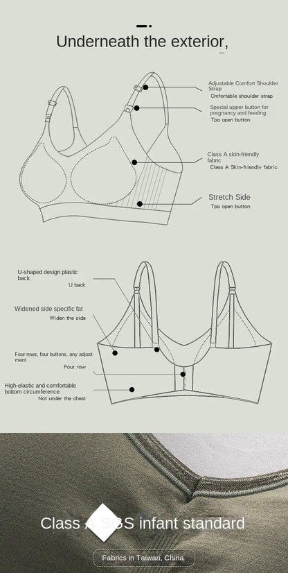 Summer Maternity Women Wire-free Nursing Bra For Premama Front Clip Adjustable Lift & Support Everyday Pregnancy Seamless Bras