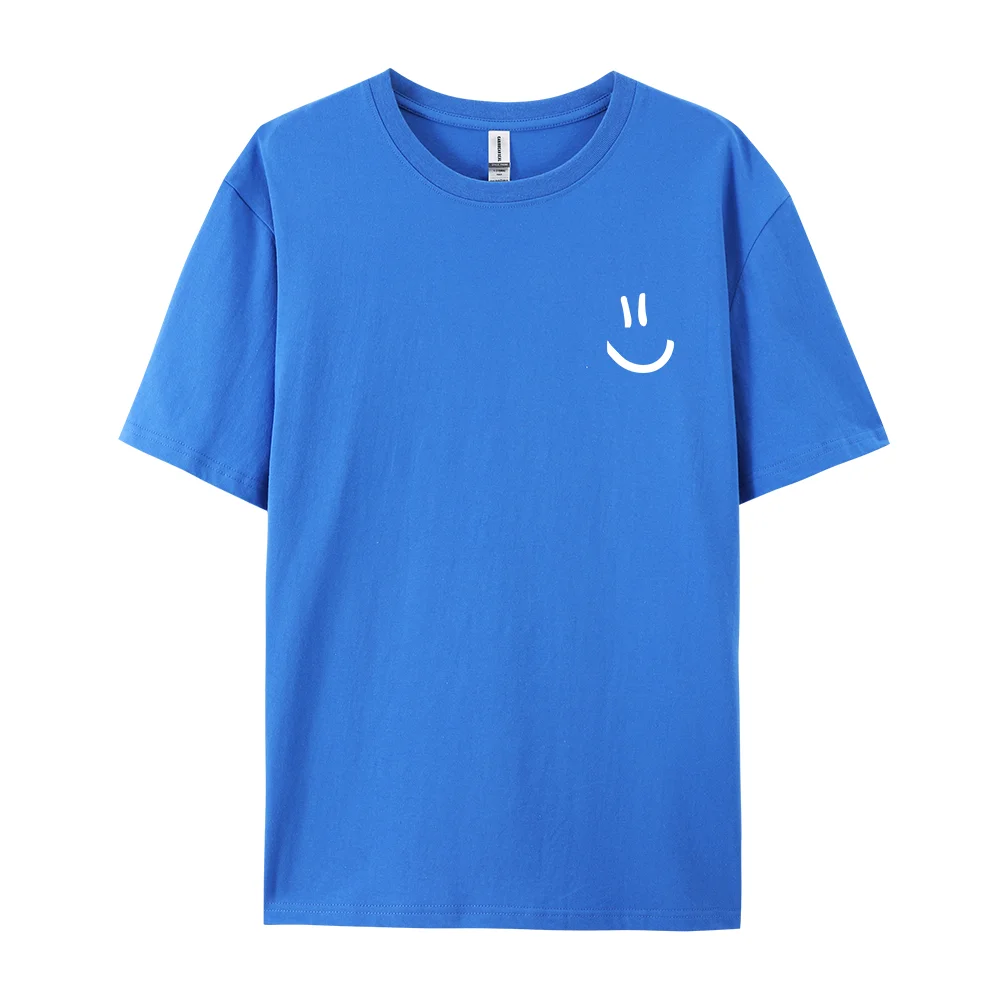 Men Graphic T Shirt - Minimalist Smile Print Cotton Tee | Breathable Summer Casual