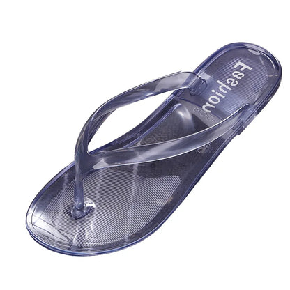 Hot Transparent Beach Sandals Korean Version Female Jelly Crystal Clip On Flip Flops Summer Student Outfit Leisure Flat Bottom
