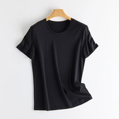 Women's V-Neck T-Shirt – Silk-Linen-Cotton Solid Summer Tee