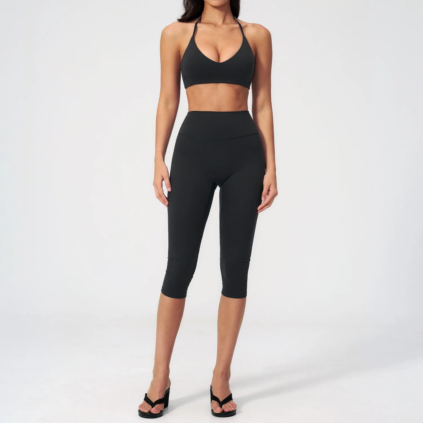 Women Tracksuit Yoga Set 2PCS Sports Set Short Sleeve Fitness Outfits Workout Clothes Running Capri Pants Gym Suit Athletic Wear
