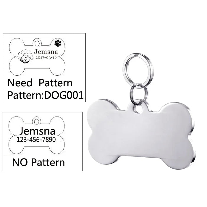 Dog ID Tag Free Engraving Name Tel Cat Collar Harness Pendant Clothes Accessories For Pet Custom Puppy Kitten Leash Pet Supplies