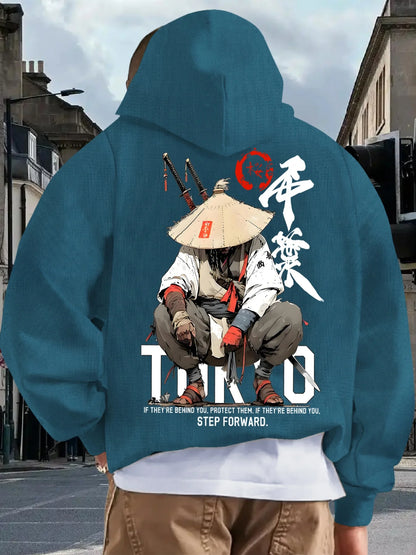 Japan Style Men Women Pullover Hoodie Street Casual Harajuku Retro Art Swordsman Sports Y2K Autumn Winter Sweatshirt Top Clothes