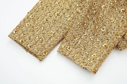 Suninheart Women's Sequined Bomber Jacket Fall O Neck Long Sleeve Gold Sequins Jacket Coat Female Glitter Chic Outerwear