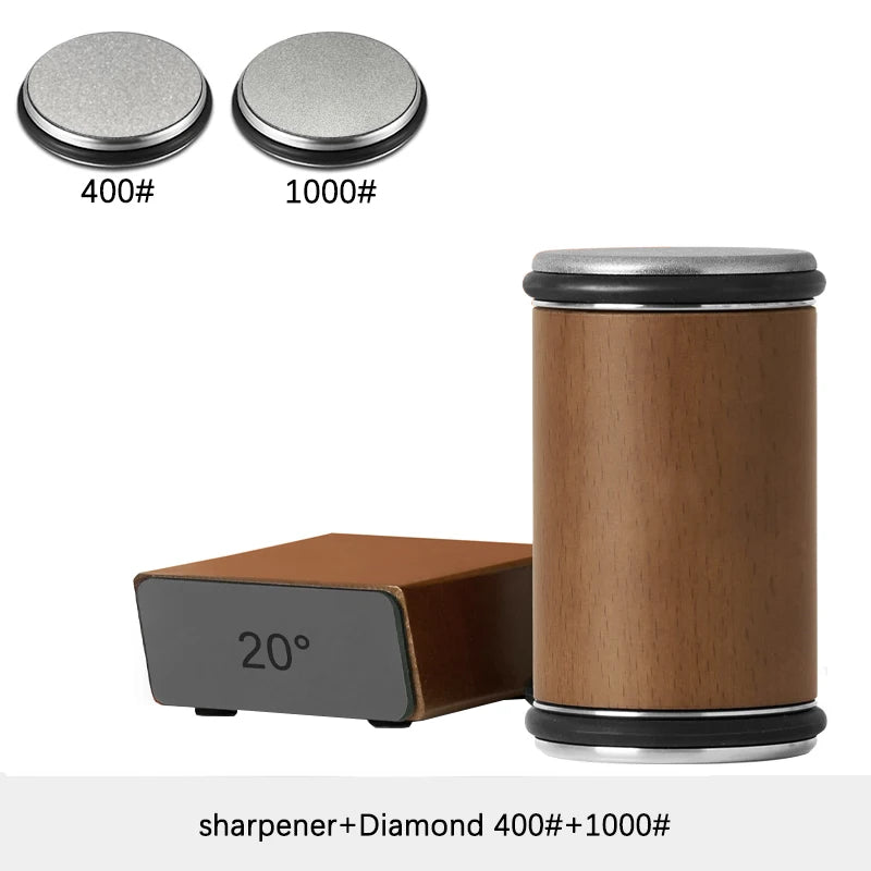 Rolling Knife Sharpener | Double Sided Diamond Sharpening Stone with Magnetic Angle
