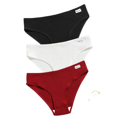 3Pcs/Set Cotton Panties Women Solid Color Soft Breathable Briefs Female Underpants Comfort Stretch Sexy Lingerie S-XL