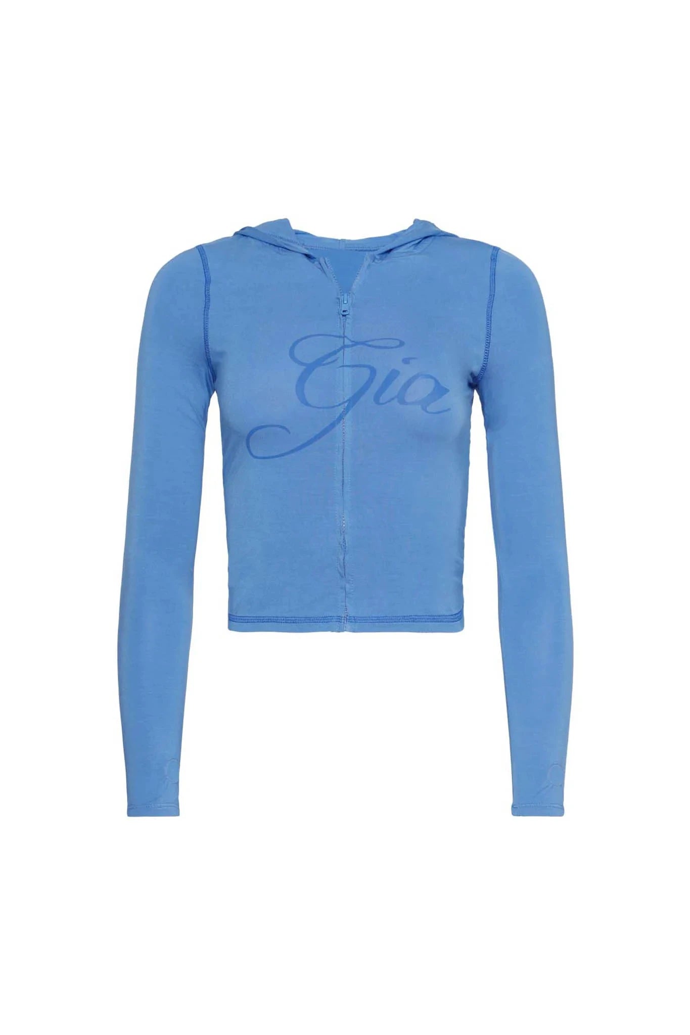 Gia neon pink regular shoulder slim-fit letter print topstitching design slim-fit hooded zip-up short jacket and pants set