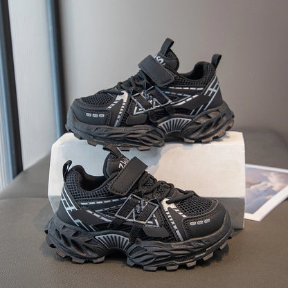 Girls Sports Shoes – Breathable Kids Mesh Sneakers With Rubber Outsole & Hook And Loop Closure