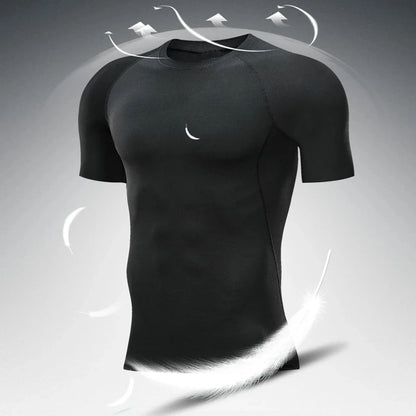 Men Compression Running T Shirt Fitness Tight Short Sleeve Tshirt Training Jogging Shirts Gym Sportswear Quick Dry