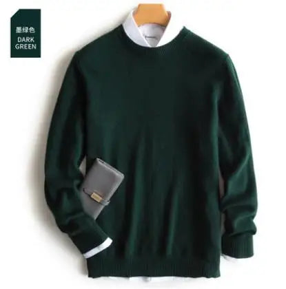 Cashmere Pullover Sweater - Men's V Neck Warm Cotton Blend Knitwear For Autumn Winter