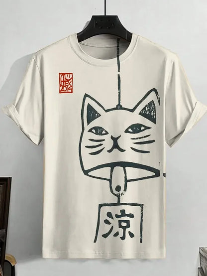 Japanese Art Style Summer 3D Printed Large-sized Men's T-shirt Is Loose and Comfortable Suitable for Daily Wear