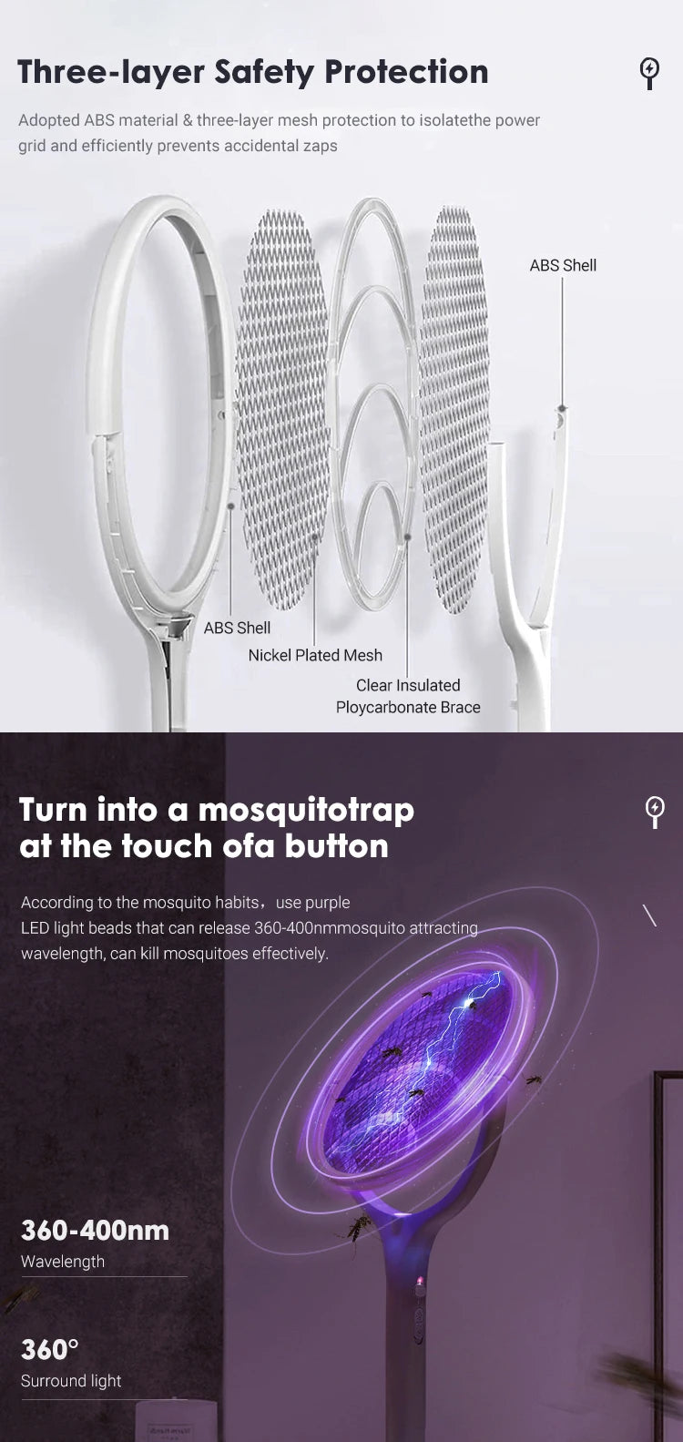 3500V 5 in1 Mosquito Killer Lamp Multicunctional Angle Adjustable Bug Zapper Electric USB Rechargeable Mosquito Fly Bat Swatter