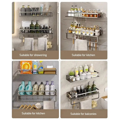 Aluminum Corner Shower Shelf - Wall-Mounted No-Drill Shampoo Storage Rack