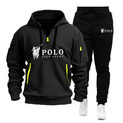 2026 Autumn/Winter New Men's Casual Set Fashion Outdoor Hiking Windproof Warm Men's Hoodie and Pants Two Piece Set