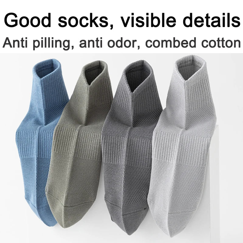 High Quality 6Pairs Men Socks Short Combed Cotton Mesh Breathable Odor proof and antibacterial Spring Summer for Male sock New