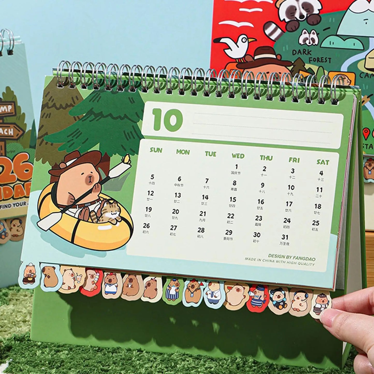 Small Desktop Calendar 2026 Cartoon Capybara Schedule Organizer 12 Months Stand Up Calendar for Friends Family School Workplace