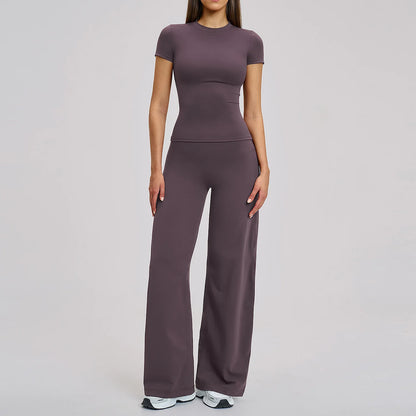 Women's Fitness Set Gym Tracksuit Breathable Sports Bra Flared Trousers Suit Workout Clothing Sportswear Female Athletic Wear