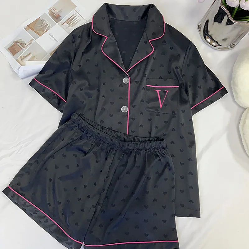 New Women's High-End Fresh Ins Style Pajamas, Women's Short-Sleeve and Shorts, Summer Thin French-Style Home Wear Summer Set