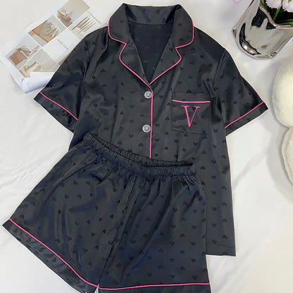 New Women's High-End Fresh Ins Style Pajamas, Women's Short-Sleeve and Shorts, Summer Thin French-Style Home Wear Summer Set