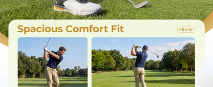 FitVille Men'S Wide Waterproof Spikeless Golf Shoes, High Traction Anti-Slip Sole, Shock Absorption Cushioning Arch Support Professional Golf Trainers, Roomy Toe Box For Wide & Fat Feet