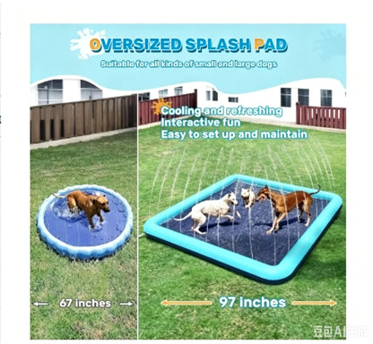 60-97'' Winter and Summer Outdoor and Indoor Dog Shower Playpool Inflatable Sprinkler Pad Pet Fountain Foldable Pad Dog Shower