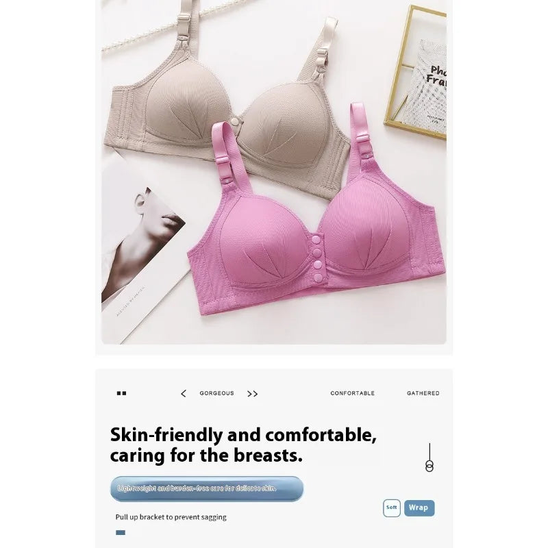 Push Up Bra - Large Size Front Buckle Wire Free Adjustable Strap Bra | Breathable Comfortable Women's Underwear