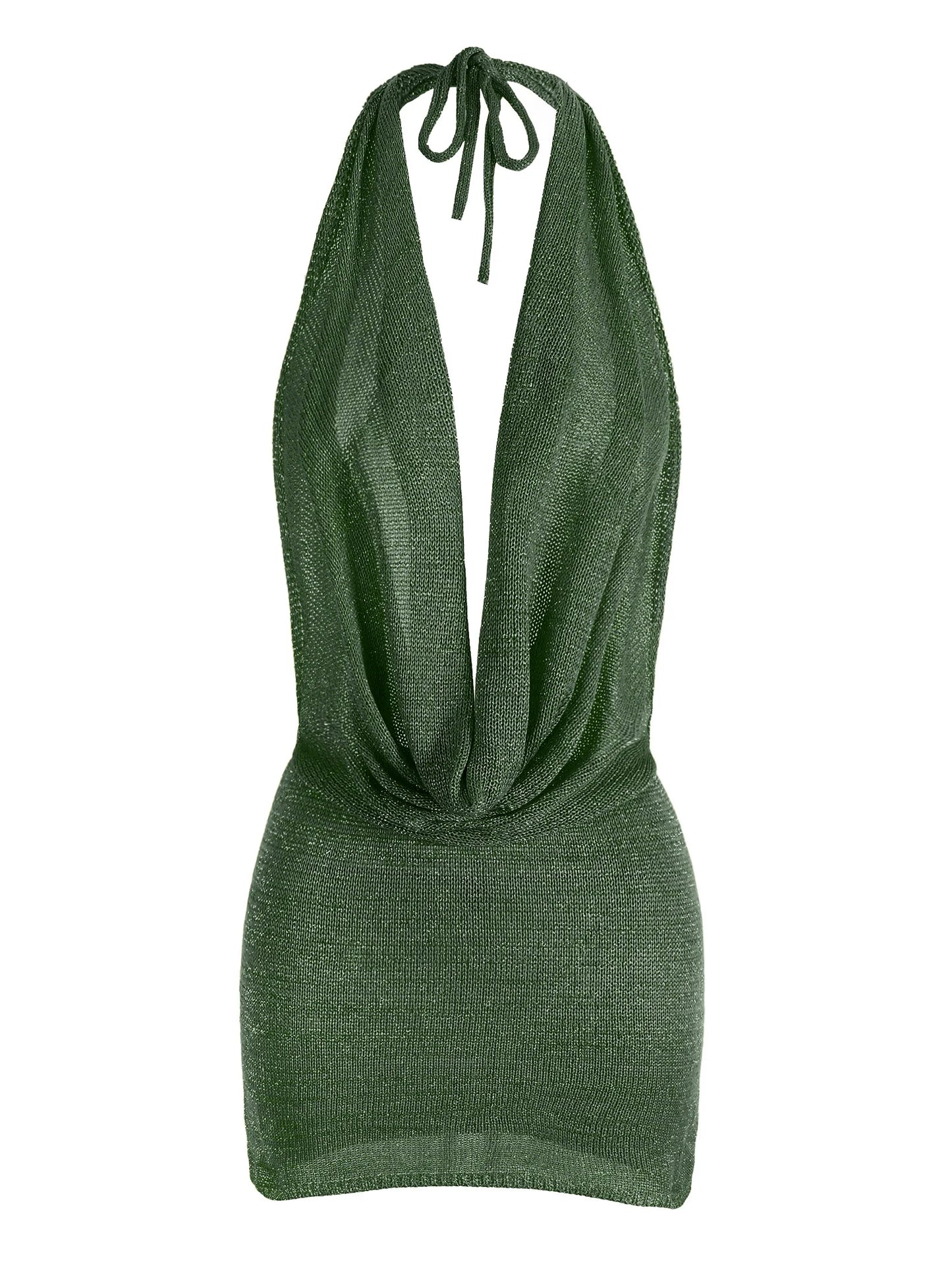Silk Backless Mini Dress - Slim Fit Summer Vacation Dress With Deep V Neck & Spaghetti Straps