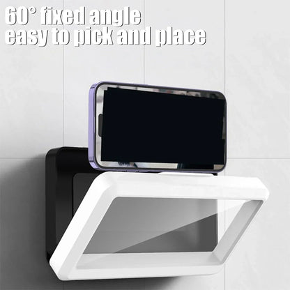 Waterproof Wall Mount Phone Holder 360° Rotatable Smartphone Storage Case Portable Phone Bracket for Bathroom Kitchen Daily Use