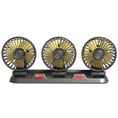12V Automotive Fan Car Fan 24V 360° Adjustable 3-Head Air Fan Low Noise Multifunctional Temporary Parking Fan for Auto Vehicles