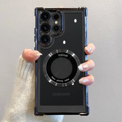 Plating Magnetic Wireless Charge Case For Samsung S26 S25 Ultra S24 S23 FE S22 Note 20 Clear Shockproof Camera Protection Cover
