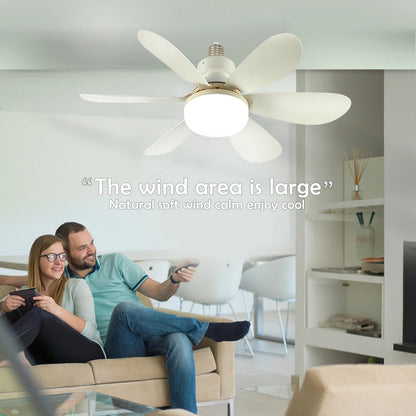 E27 Base 40W LED Ceiling Fan Light 3 Adjustable Lighting Modes Remote Control High Wind Power Electric Fan Light for Living Room