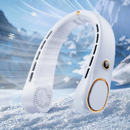Portable Neck Fan, Hands Free Bladeless Fan, 5 Speeds, 3000 mAh Battery Operated Wearable Personal Fan, Twistable, Rechargeable