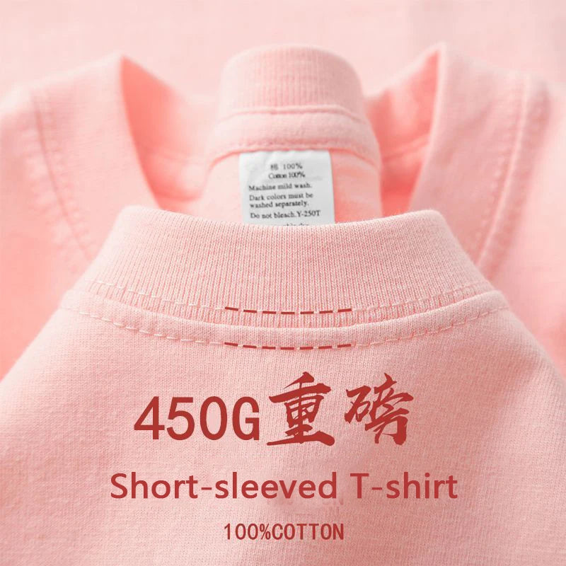 450g Gsm Pure Cotton Short-sleeved T-shirt Men's Loose American Fashionable Brand Casual High Street Half-sleeved T-shirt