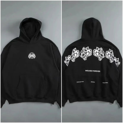 Gothic Harajuku Hoodie – Y2K Streetwear Oversized Pullover for Men | Retro Casual Sweatshirt